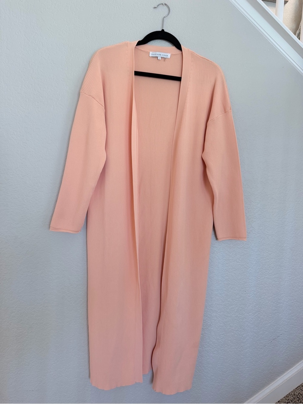 Endless Rose Peach Ribbed Knit Long Duster Cardigan Size S
